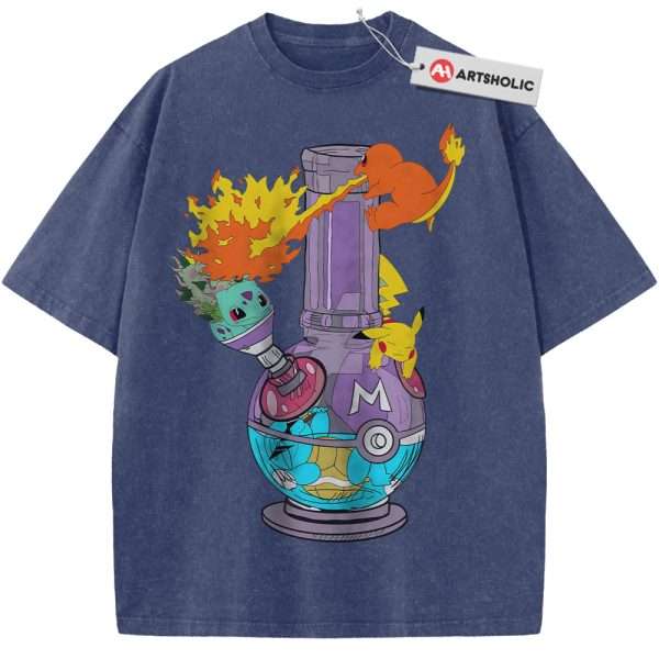 Pikachu Shirt, Squirtle Shirt, Charmander Shirt, Bulbasaur Shirt, Pokemon shirt, Anime Shirt, Vintage Tee - Blue, M