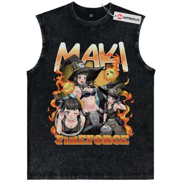 Maki Oze Tank Top, Fire Force Tank Top, Anime Tank Top, Vintage Tank Top