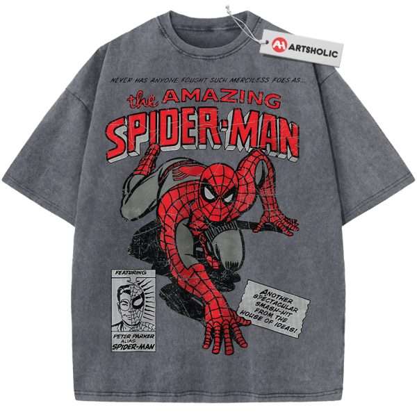 Spider-Man Shirt, Marvel Comics Shirt, Vintage Tee - Grey, 5XL