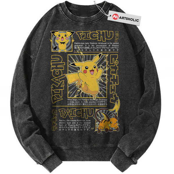 Pikachu Sweatshirt, Raichu Sweatshirt, Pichu Sweatshirt, Pokemon Sweatshirt, Anime Sweatshirt, Vintage Sweatshirt