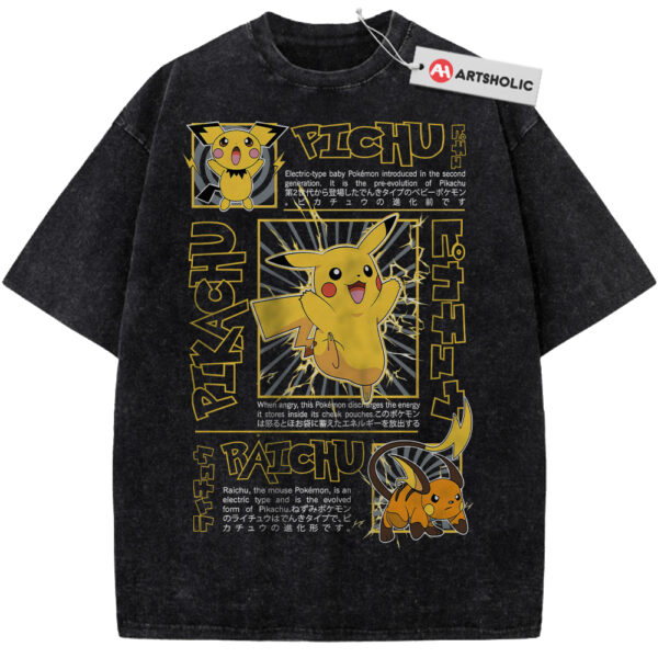 Pikachu Shirt, Raichu Shirt, Pichu Shirt, Pokemon shirt, Anime Shirt, Vintage T-Shirt