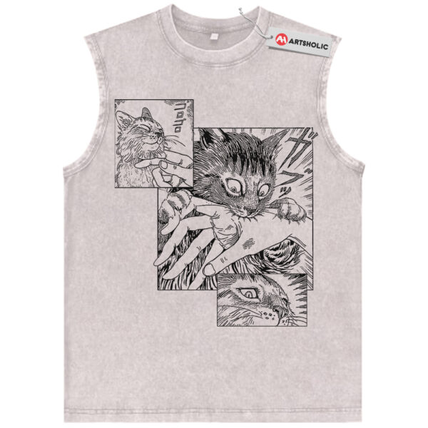 Junji Ito’s Cat Diary: Yon & Mu Tank Top, Junji Ito Tank Top, Horror Anime Tank Top, Vintage Tank Top