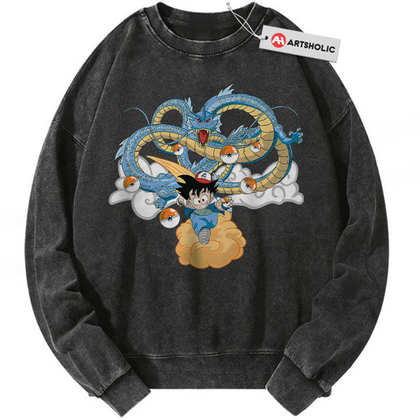Son Goku Sweatshirt, Dragon Ball x Pokemon Sweatshirt, Anime Sweatshirt, Vintage Sweatshirt