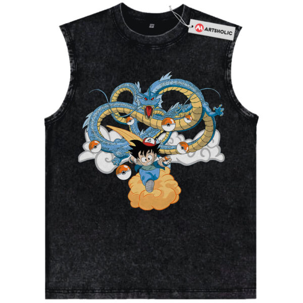 Son Goku Tank Top, Dragon Ball x Pokemon Tank Top, Anime Tank Top, Vintage Tank Top
