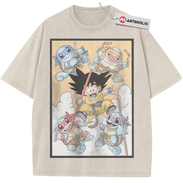 Son Goku Shirt, Squirtle Shirt, Dragon Ball x Pokemon Shirt, Anime Shirt, Vintage T-Shirt