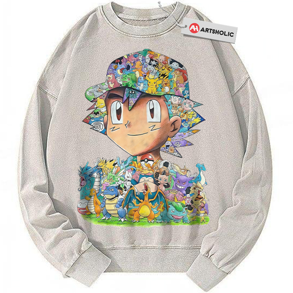 Ash Ketchum Sweatshirt, Pokemon Sweatshirt, PKM Sweatshirt, Anime Sweatshirt, Vintage Sweatshirt