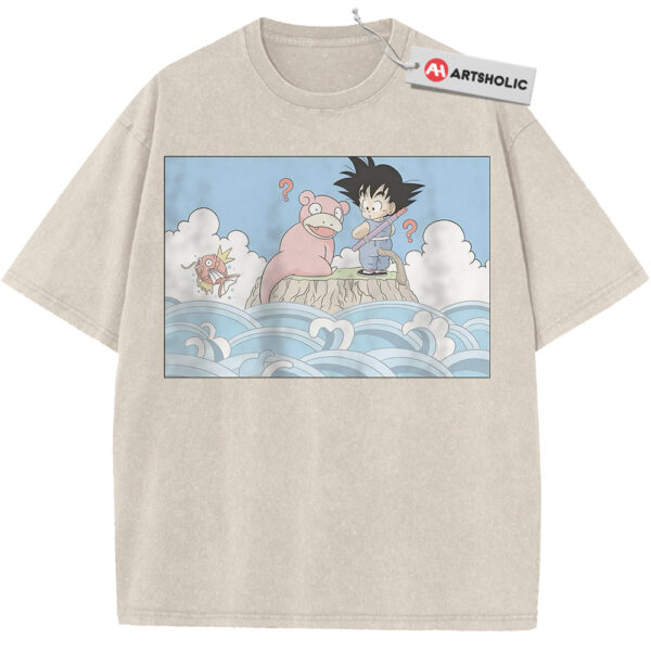 Slowpoke Shirt, Magikarp and Son Goku Shirt, Dragon Ball Shirt, Pokemon Shirt, Anime Shirt, Vintage T-Shirt