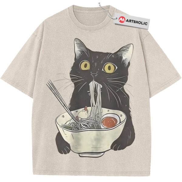 Ramen Cat Shirt, Japanese Streetwear Shirt, Vintage T-Shirt