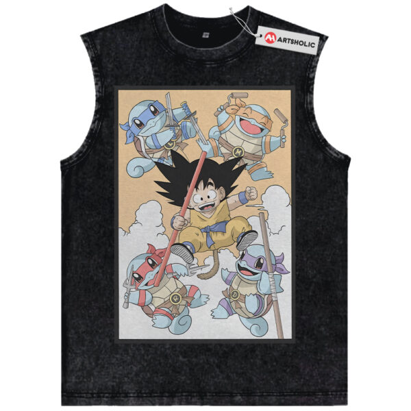 Son Goku Tank Top, Squirtle Tank Top, Dragon Ball x Pokemon Tank Top, Anime Tank Top, Vintage Tank Top