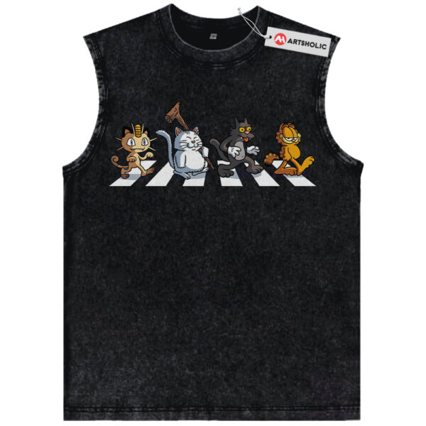 Cartoon Cats Tank Top, Anime Graphic Tee, Comfort Colors Tank Top