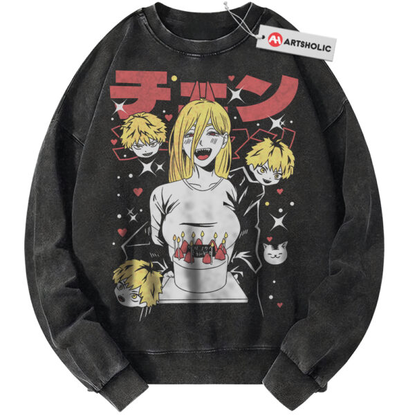 Denji Sweatshirt, Power Sweatshirt, Chainsaw Man Sweatshirt, Anime Sweatshirt, Vintage Sweater