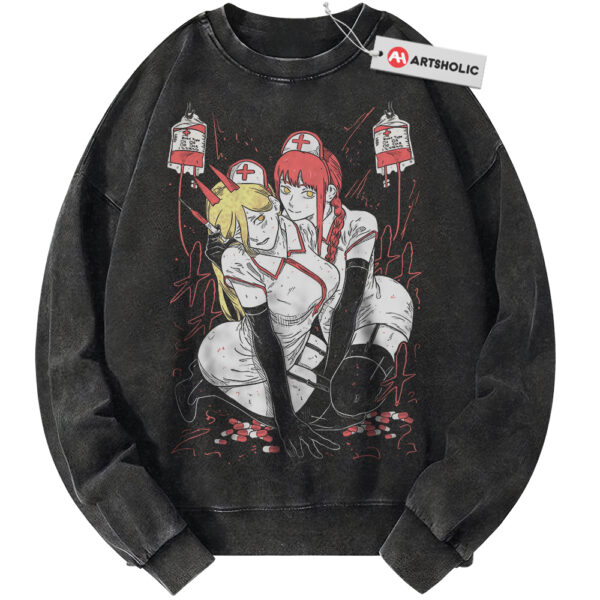 Power and Makima Sweatshirt, Chainsaw Man Sweatshirt, Anime Sweatshirt, Vintage Sweater