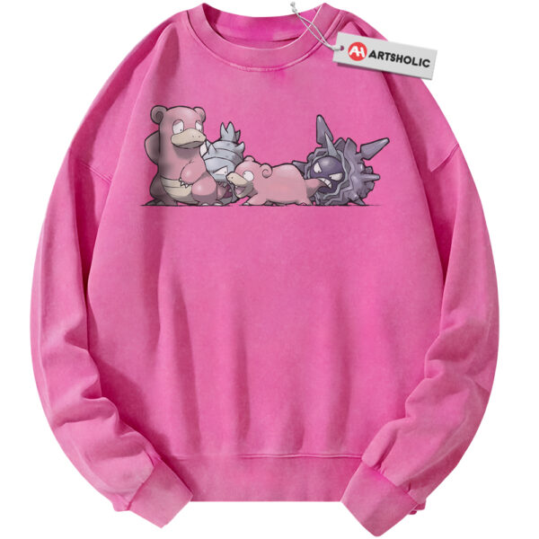 Slowpoke Sweatshirt, Slowbro Sweatshirt, Cloyster Sweatshirt, Pokemon Sweatshirt, PKM Sweatshirt, Anime Sweatshirt, Vintage Sweater - Rose Red, M