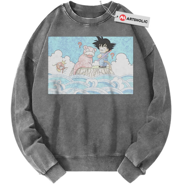 Slowpoke Sweatshirt, Magikarp and Son Goku Sweatshirt, Dragon Ball Sweatshirt, Pokemon Sweatshirt, Anime Sweatshirt, Vintage Sweater