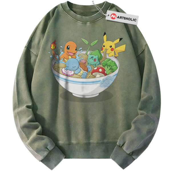 Pikachu, Squirtle, Bulbasaur and Charmander Sweatshirt, Pokemon Sweatshirt, PKM Sweatshirt, Anime Sweatshirt, Vintage Sweater