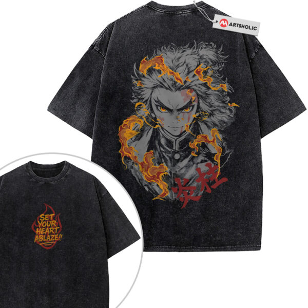 Kyojuro Rengoku Shirt, Demon Slayer Shirt, Anime Shirt, Vintage Tee 2-Sided