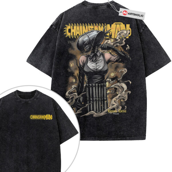 Reze Shirt, Chainsaw Man Shirt, Anime Shirt, Vintage T-Shirt 2-Sided