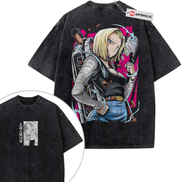 Android 18 Shirt, Dragon Ball Shirt, Anime Shirt, Vintage T-Shirt 2-Sided