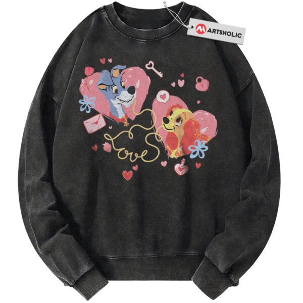 Lady and the Tramp Sweatshirt, Valentine's Day Sweatshirt, Animated Sweatshirt, Vintage Sweater