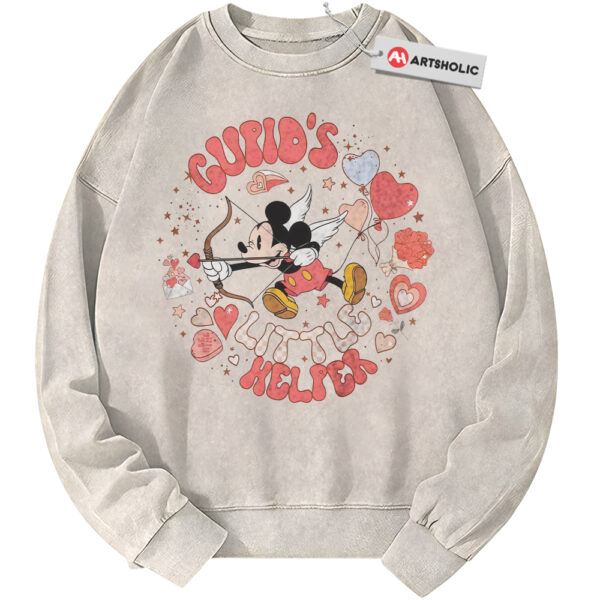 Mickey Mouse Sweatshirt, Disney Sweatshirt, Valentine's Day Sweatshirt, Cartoon Sweatshirt, Vintage Sweater