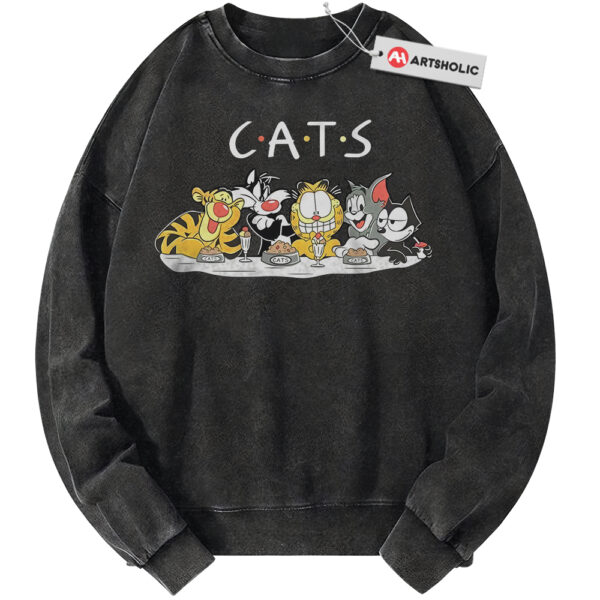 Friends TV Show Cat Parody Sweatshirt, Funny Cartoon Cat Sweatshirt, Animated Sweatshirt, Vintage Sweater