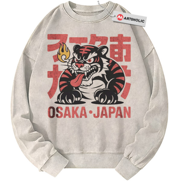 Osaka Japan Tiger Sweatshirt, Japanese Streetwear Sweatshirt, Vintage Sweater