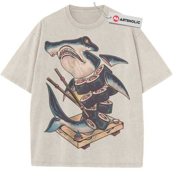 Sushi Shark Shirt, Japanese Streetwear Shirt, Vintage T-Shirt
