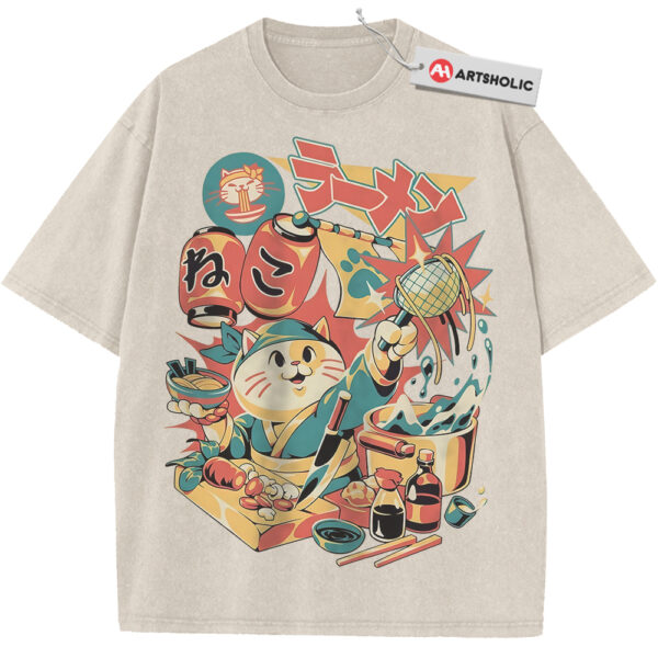 Neko Ramen Cat Shirt, Japanese Streetwear Shirt, Vintage T-Shirt
