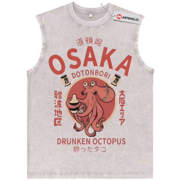 Osaka Dotonbori Drunken Octopus Tank Top, Japanese Streetwear Tank Top, Vintage Tank Top
