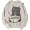 Ramen Cat Sweatshirt, Japanese Streetwear Sweatshirt, Vintage Sweater