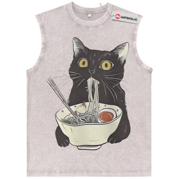 Ramen Cat Tank Top, Japanese Streetwear Tank Top, Vintage Tank Top