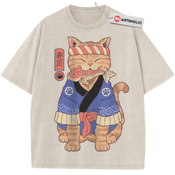 Sushi Cat Shirt, Japanese Streetwear Shirt, Vintage T-Shirt