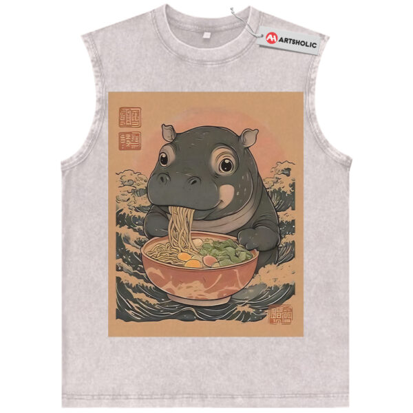 Ramen Hippo Tank Top, Japanese Streetwear Tank Top, Vintage Tank Top