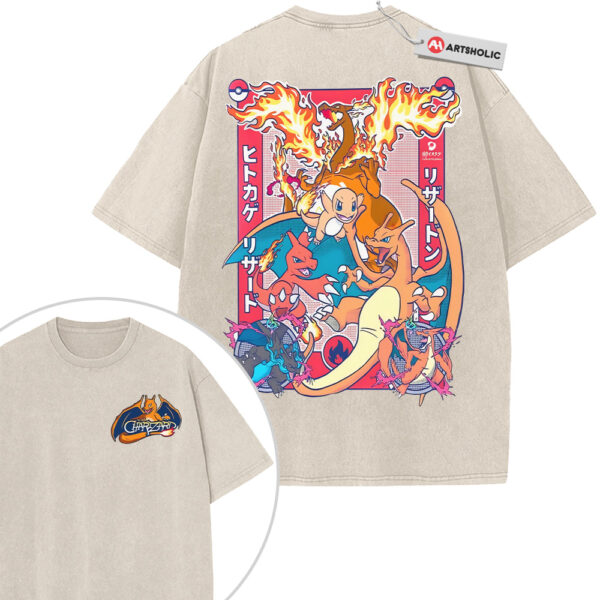 Charmander Shirt, Charmeleon Shirt, Charizard Shirt, Pokemon Shirt, Anime Shirt, Vintage Tee 2-Sided