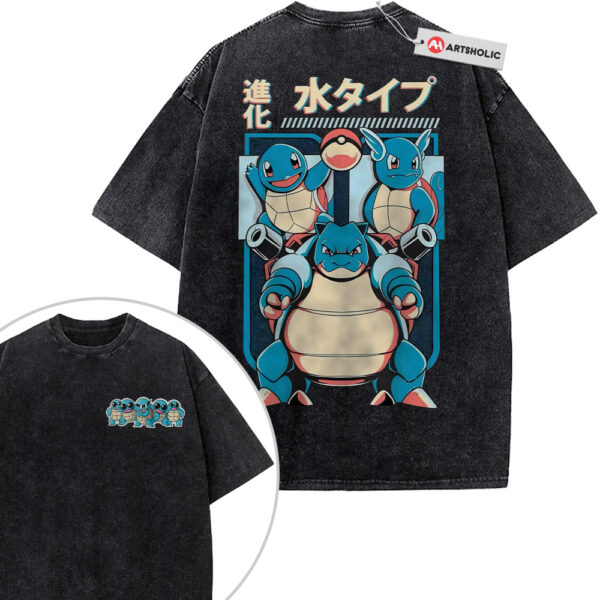 Squirtle Shirt, Wartortle Shirt, Blastoise Shirt, Pokemon Shirt, Anime Shirt, Vintage Tee 2-Sided
