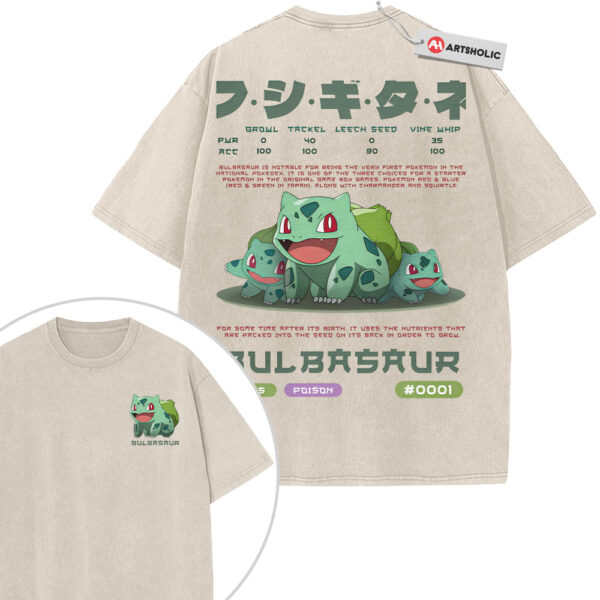 Bulbasaur Shirt, Pokemon Shirt, Anime Shirt, Vintage T-Shirt 2-Sided