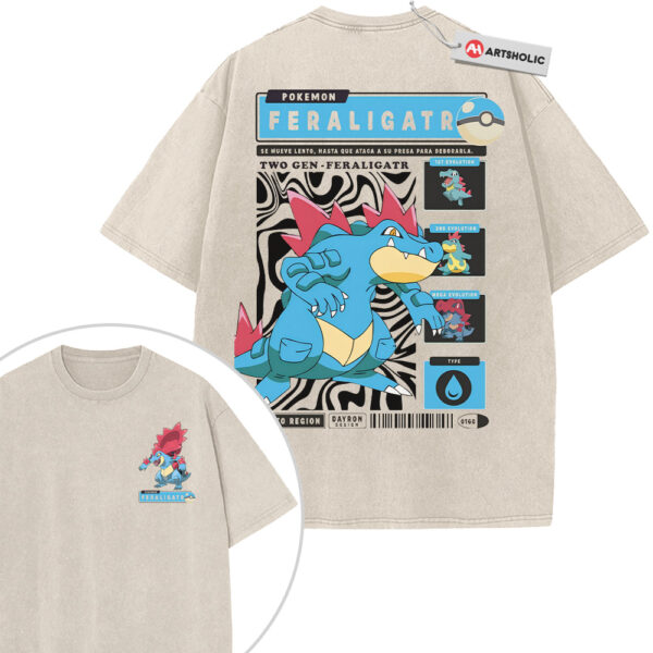 Feraligatr Shirt, Croconaw Shirt, Totodile Shirt, Pokemon Shirt, Anime Shirt, Vintage T-Shirt 2-Sided
