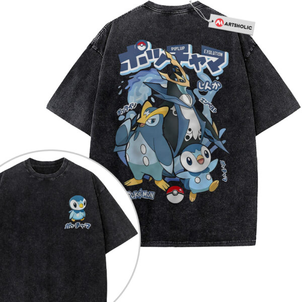 Piplup Shirt, Prinplup Shirt, Empoleon Shirt, Pokemon Shirt, Anime Shirt, Vintage T-Shirt 2-Sided