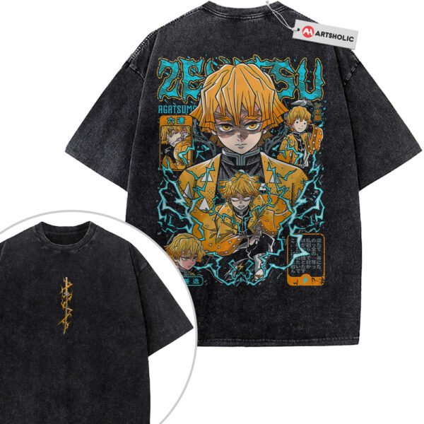 Zenitsu Agatsuma Shirt, Demon Slayer Shirt, Anime Shirt, Vintage Tee 2-Sided