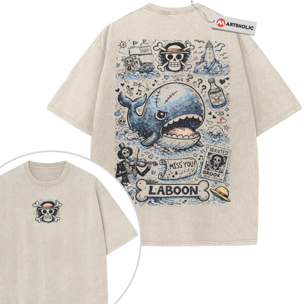 Laboon and Brook Shirt, One Piece Shirt, Anime Shirt, Vintage Tee 2-Sided