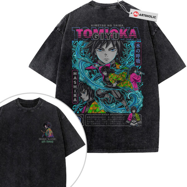Giyu Tomioka Shirt, Demon Slayer Shirt, Anime Shirt, Vintage T-Shirt 2-Sided