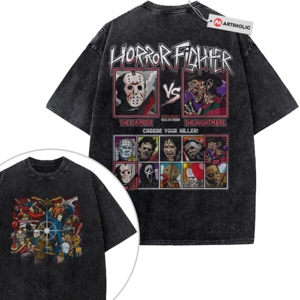 Horror Fighter Shirt, Halloween Shirt, Movie Shirt, Vintage Tee 2-Sided