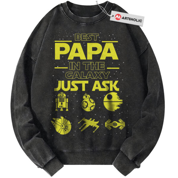 Best Papa In The Galaxy Just Ask Sweatshirt, Star Wars Sweatshirt, Father's Day Sweatshirt, Movie Sweatshirt, Vintage Sweater
