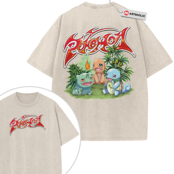 Squirtle Shirt, Bulbasaur Shirt, Charmander Shirt, Pokemon Shirt, PKM Shirt, Anime Shirt, Vintage T-Shirt 2-Sided