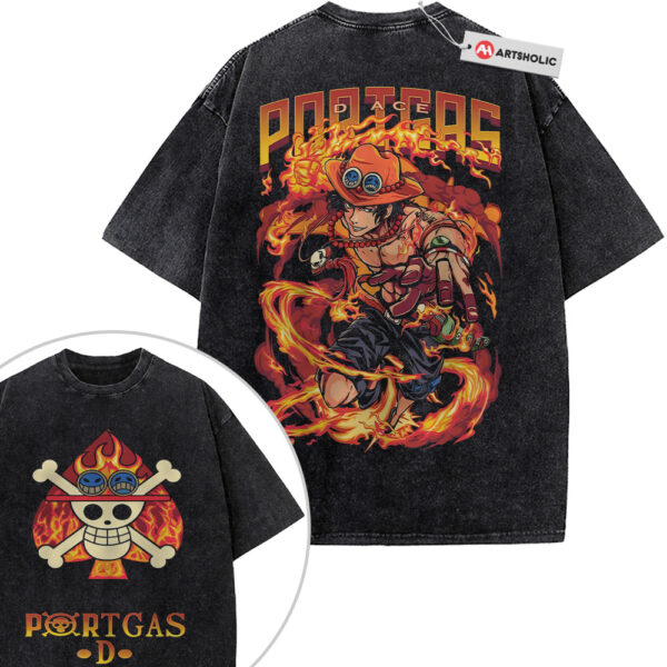 Portgas D Ace Shirt, One Piece Shirt, Anime Shirt, Vintage T-Shirt 2-Sided