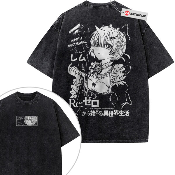 Rem Shirt, Re:Zero Shirt, Anime Shirt, Vintage Tee 2-Sided