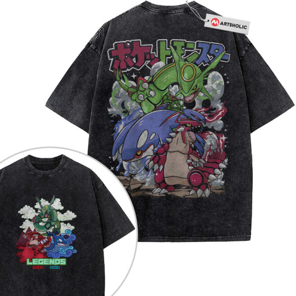 Groudon Shirt, Kyogre Shirt, Rayquaza Shirt, Pokemon Shirt, Anime Shirt, Vintage Tee 2-Sided