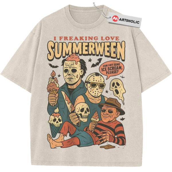 Summerween Shirt, Iconic Slasher Villains Shirt, Halloween Shirt, Horror Shirt, Vintage Tee