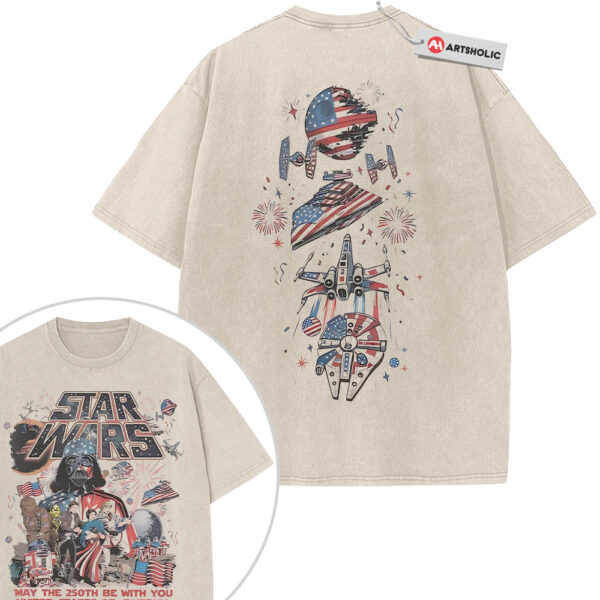 Star Wars Shirt, 4th of July Shirt, Movie Shirt, Independence Day Vintage T-Shirt 2-Sided
