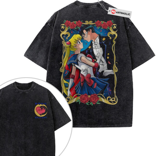 Tuxedo Mask vs Usagi Tsukino Shirt, Sailor Moon Shirt, Anime Shirt, Vintage Tee 2-Sided